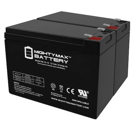 Mighty Max Battery Sealed Lead Acid Battery, 12 V, 10 AH, F2 Terminal, SLA, AGM Chemistry ML10-12MP2311913846259